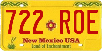 NM license plate 722ROE