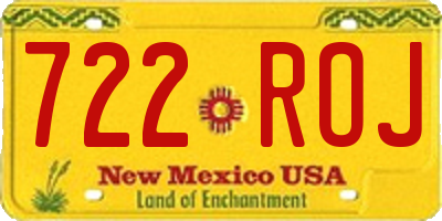 NM license plate 722ROJ