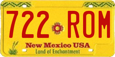 NM license plate 722ROM
