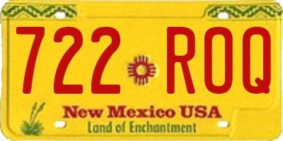 NM license plate 722ROQ