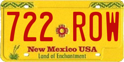 NM license plate 722ROW
