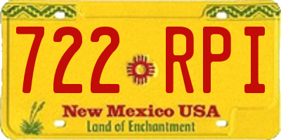NM license plate 722RPI