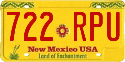 NM license plate 722RPU