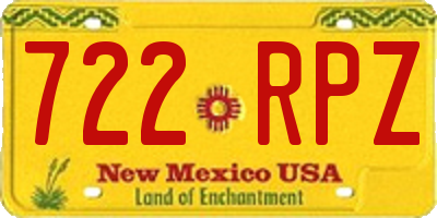 NM license plate 722RPZ