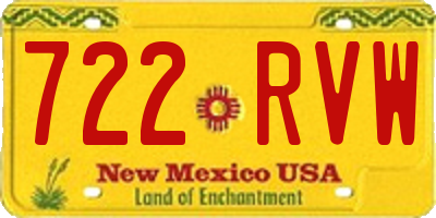 NM license plate 722RVW