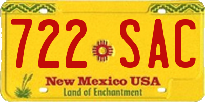 NM license plate 722SAC