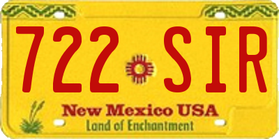 NM license plate 722SIR