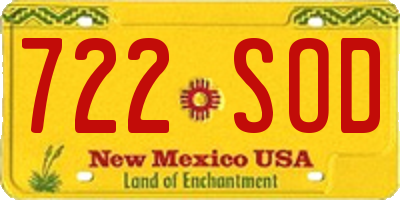 NM license plate 722SOD
