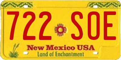 NM license plate 722SOE