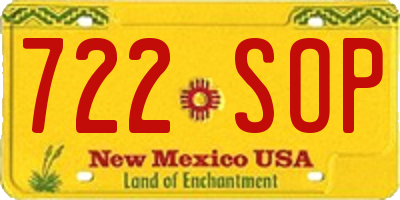 NM license plate 722SOP