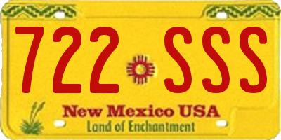 NM license plate 722SSS