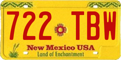 NM license plate 722TBW