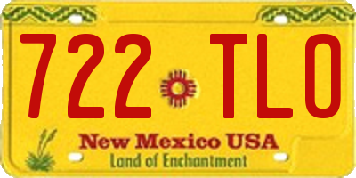 NM license plate 722TLO