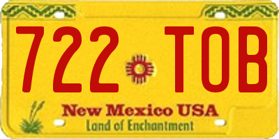 NM license plate 722TOB
