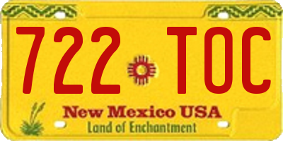NM license plate 722TOC