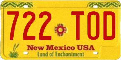 NM license plate 722TOD