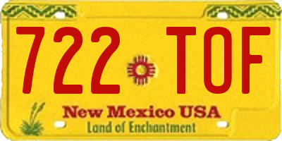 NM license plate 722TOF