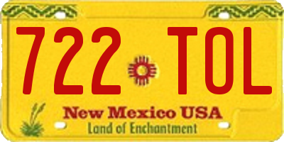 NM license plate 722TOL