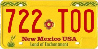 NM license plate 722TOO