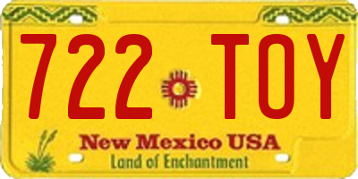 NM license plate 722TOY