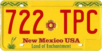 NM license plate 722TPC