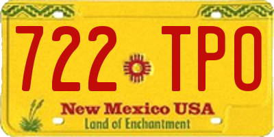 NM license plate 722TPO