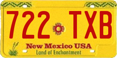 NM license plate 722TXB
