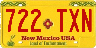 NM license plate 722TXN