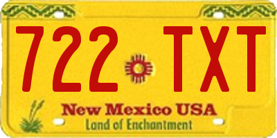NM license plate 722TXT