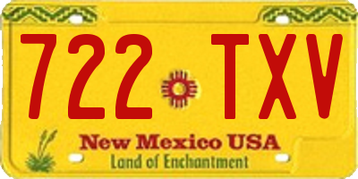 NM license plate 722TXV