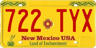 NM license plate 722TYX