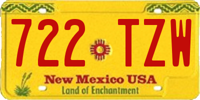 NM license plate 722TZW