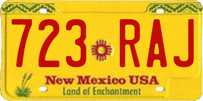 NM license plate 723RAJ