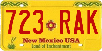 NM license plate 723RAK