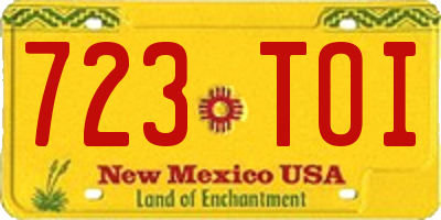 NM license plate 723TOI