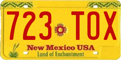 NM license plate 723TOX