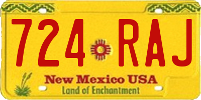 NM license plate 724RAJ