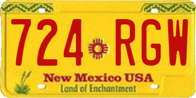 NM license plate 724RGW
