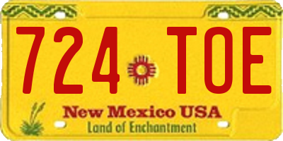 NM license plate 724TOE