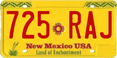 NM license plate 725RAJ