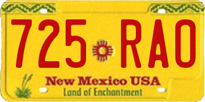 NM license plate 725RAO