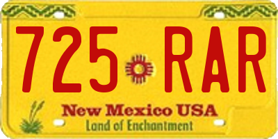 NM license plate 725RAR