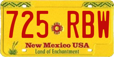 NM license plate 725RBW