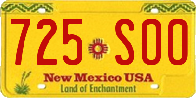NM license plate 725SOO