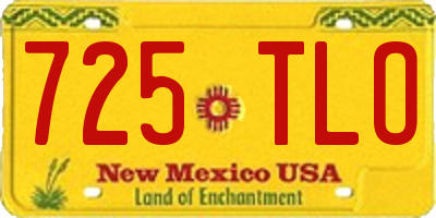 NM license plate 725TLO