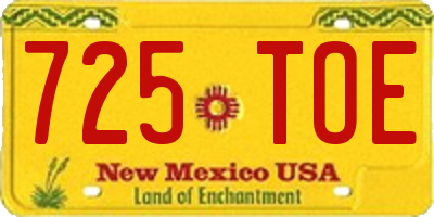 NM license plate 725TOE