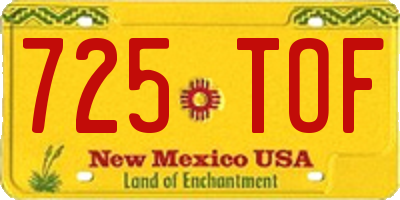 NM license plate 725TOF