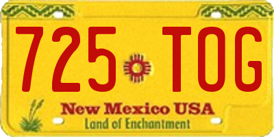 NM license plate 725TOG