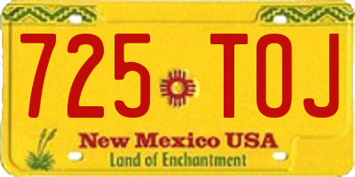 NM license plate 725TOJ