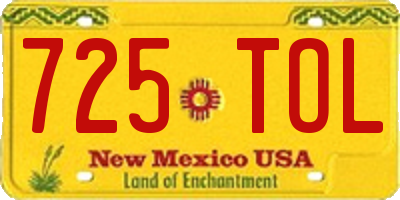 NM license plate 725TOL